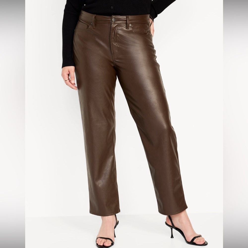High waisted leather boot cut pants